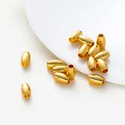 30-100Pcs 14K/18K Gold Plated Oval Brass Beads Loose Spacer Seed Beads Bracelet  For DIY Jewelry Making Necklace Accessories