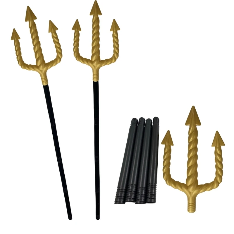 Devil Pitchforks Devil Costume Plastic Pitchforks Devil Halloween Costumes Accessory Kids Adult Gold Fork & Black Handle