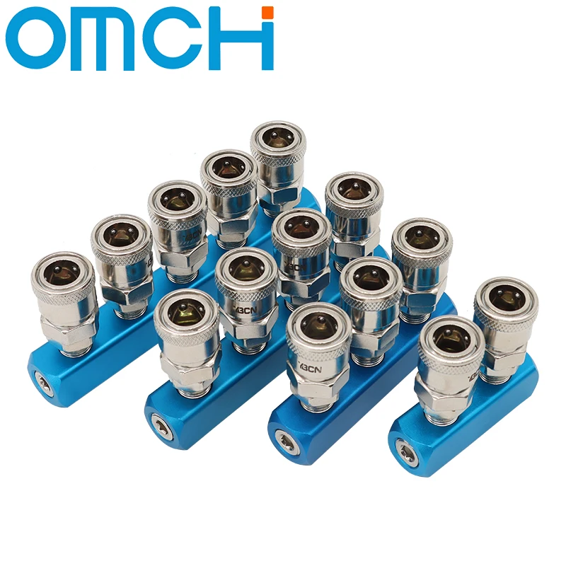 Pneumatic Fitting Compressor Fittings 1/4 Quick Connector Air Gas Distributor For Pump Tool Coupler Manifold Multi Splitter