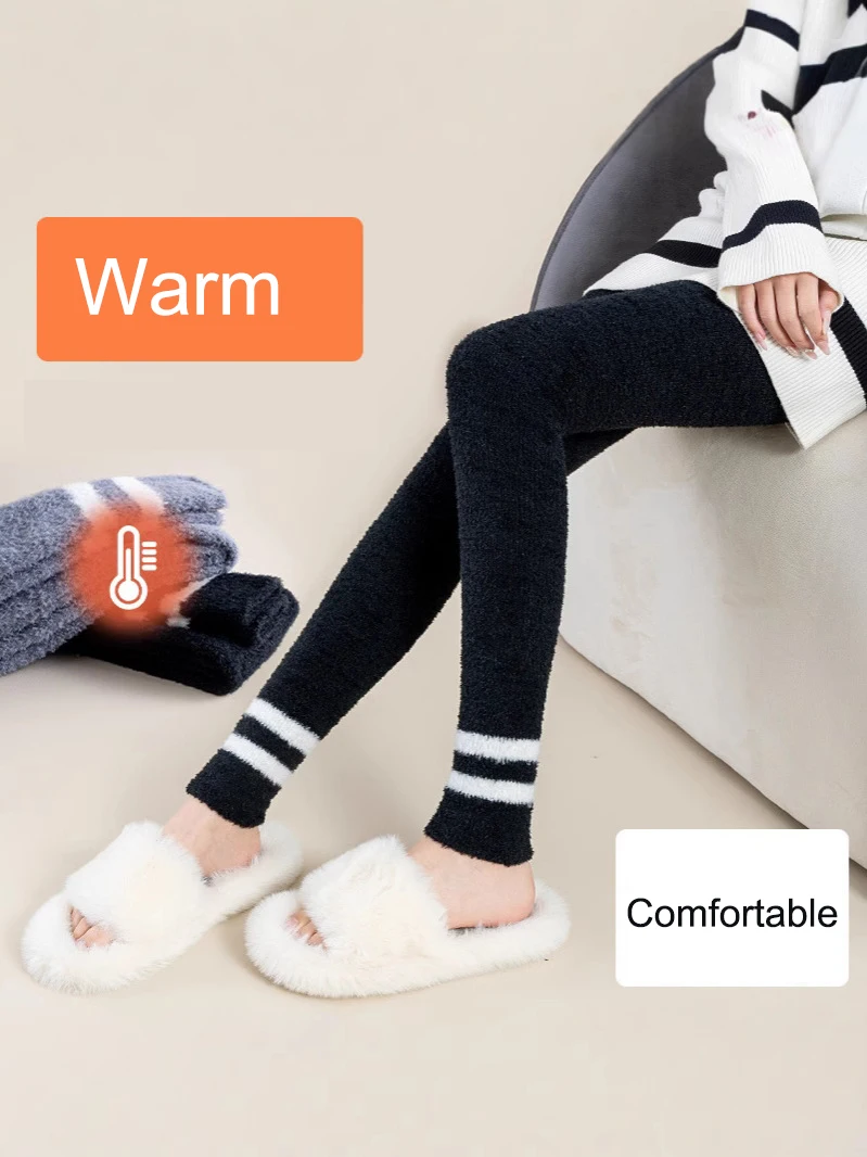 Double-sided coral velvet leggings women winter high elastic home warm sleeping pants Seamless trousers pajamas DA063 view 5
