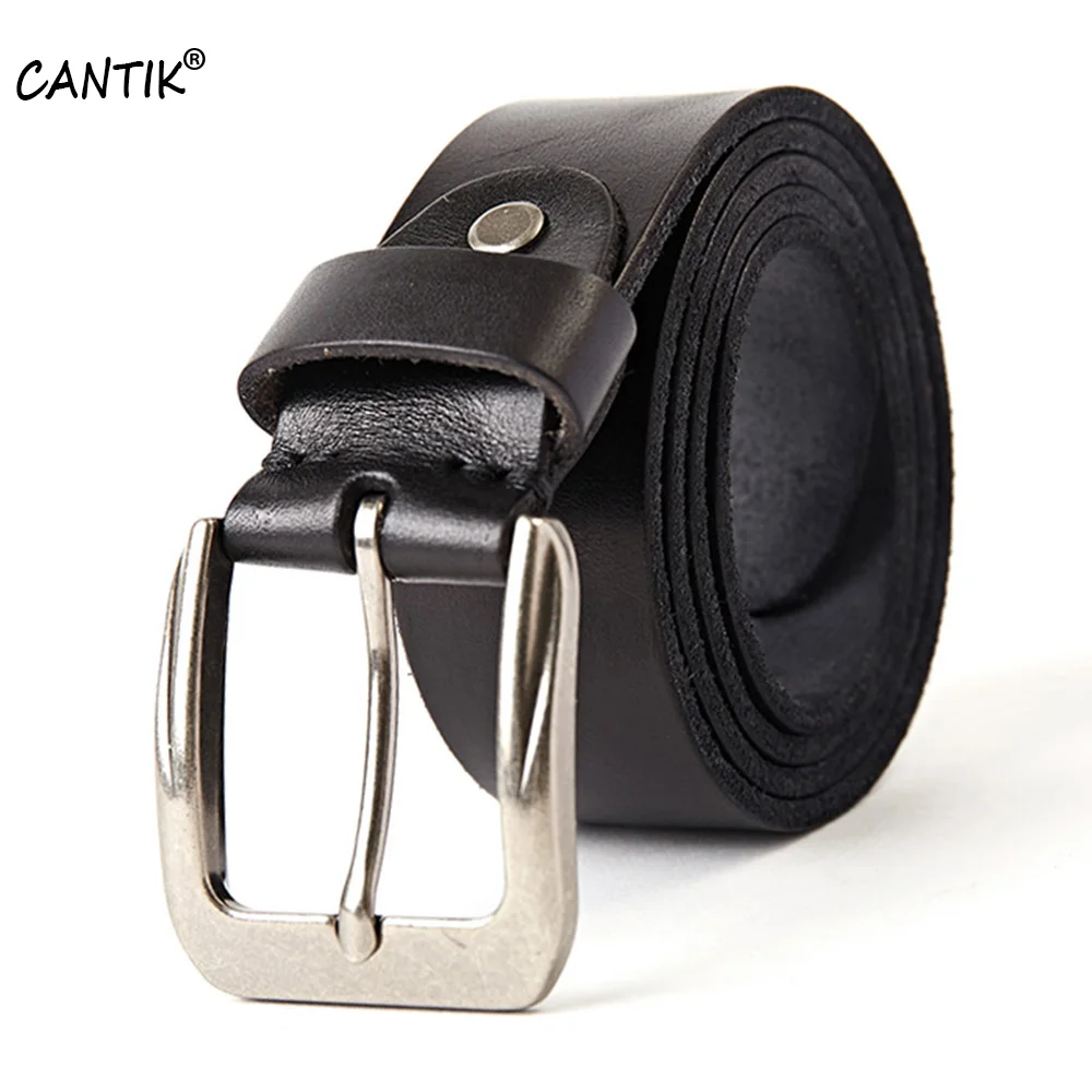 CANTIK 3.8cm Width Top Quality Design Cow Genuine Leather Belts Retro Style Model Pin Buckle Male Jeans Accessories for Men 530