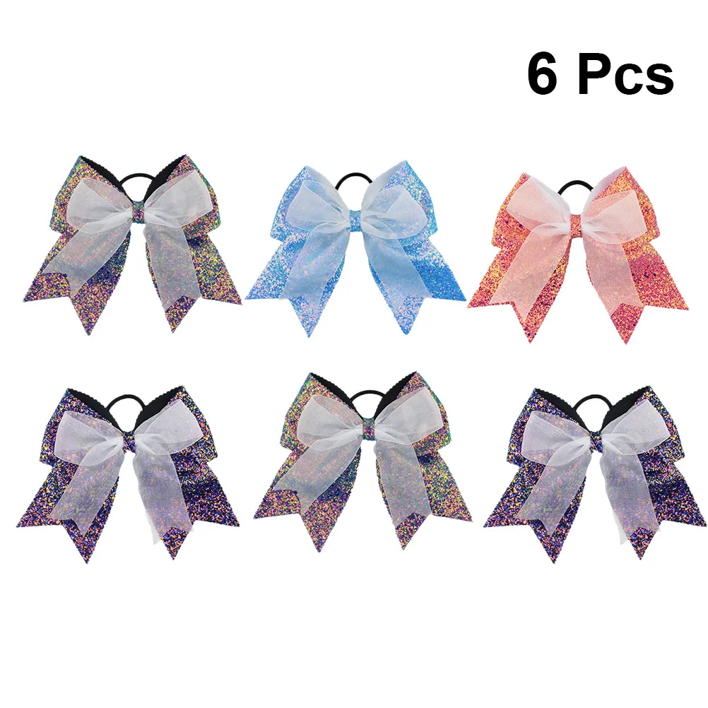 

6Pcs Fun Sequin Bowknot Hair Rings for Colorful Hair Accessories for Soft Elastic Easy to Use Play Party Gift Set
