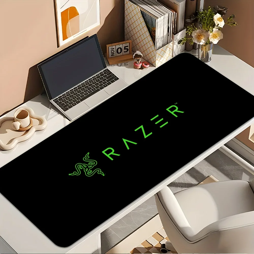 IFBUY Large Mouse Pad Rubber Non Slip Gaming Desk Mat Black Background Green Snake Logo Pattern Art Office Laptop Protector