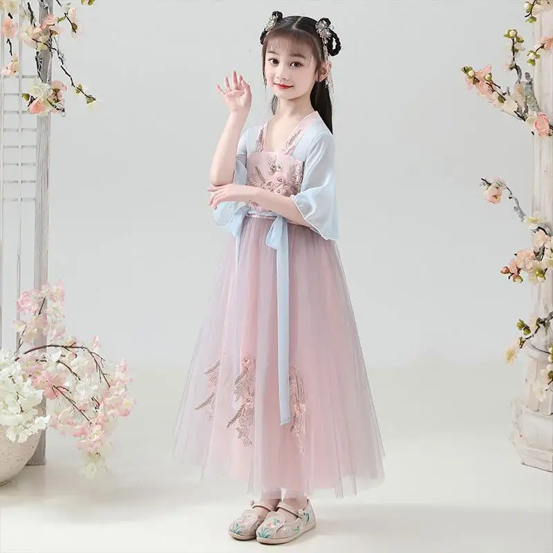 Hanfu girls autumn costume Chinese style new children's clothing autumn clothing ancient style spring and autumn super fairy