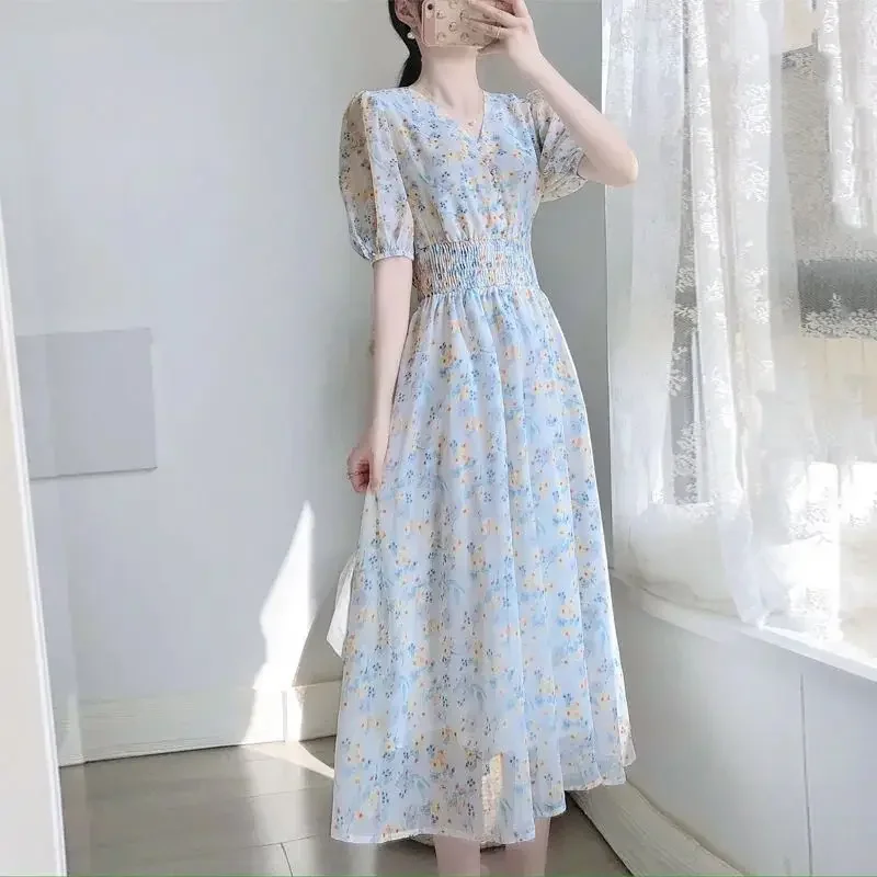 Vestido Midi de seda blanca para mujer, ropa Floral de gasa, flor de satén, Xxl, nueva moda, informal, barato, de una pieza, 2024