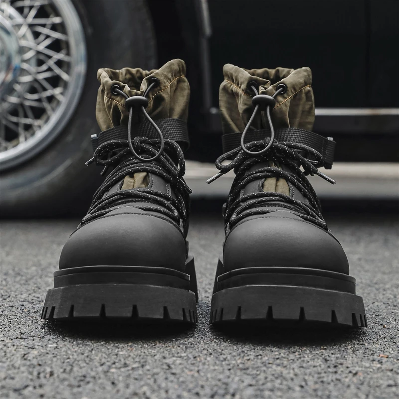 Original Design a/w New Street Style Teenagers Daily Dress Ankle Boots For Men's Black Casual Height Increasing Shoes #38-44 image 4