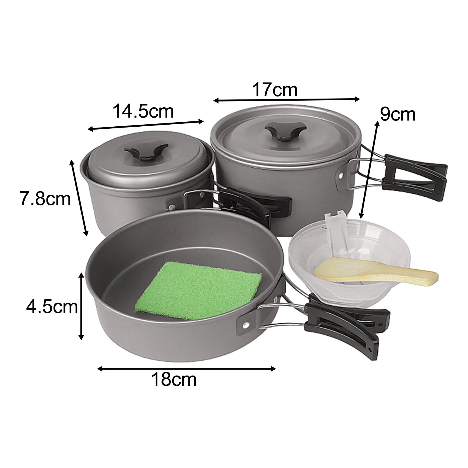 Camping Cookware Mess Set with Folding Handles Included Mesh Carry Bag Pot and Pan for Camp Backpacking Outdoor Gear Equipment