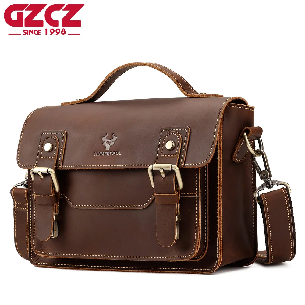 

Multifunctional Messenger Bag for Men Crazy Horse Leather Shoulder Bag Male Business Handbag Big Size Crossbody Bag Fit iPad