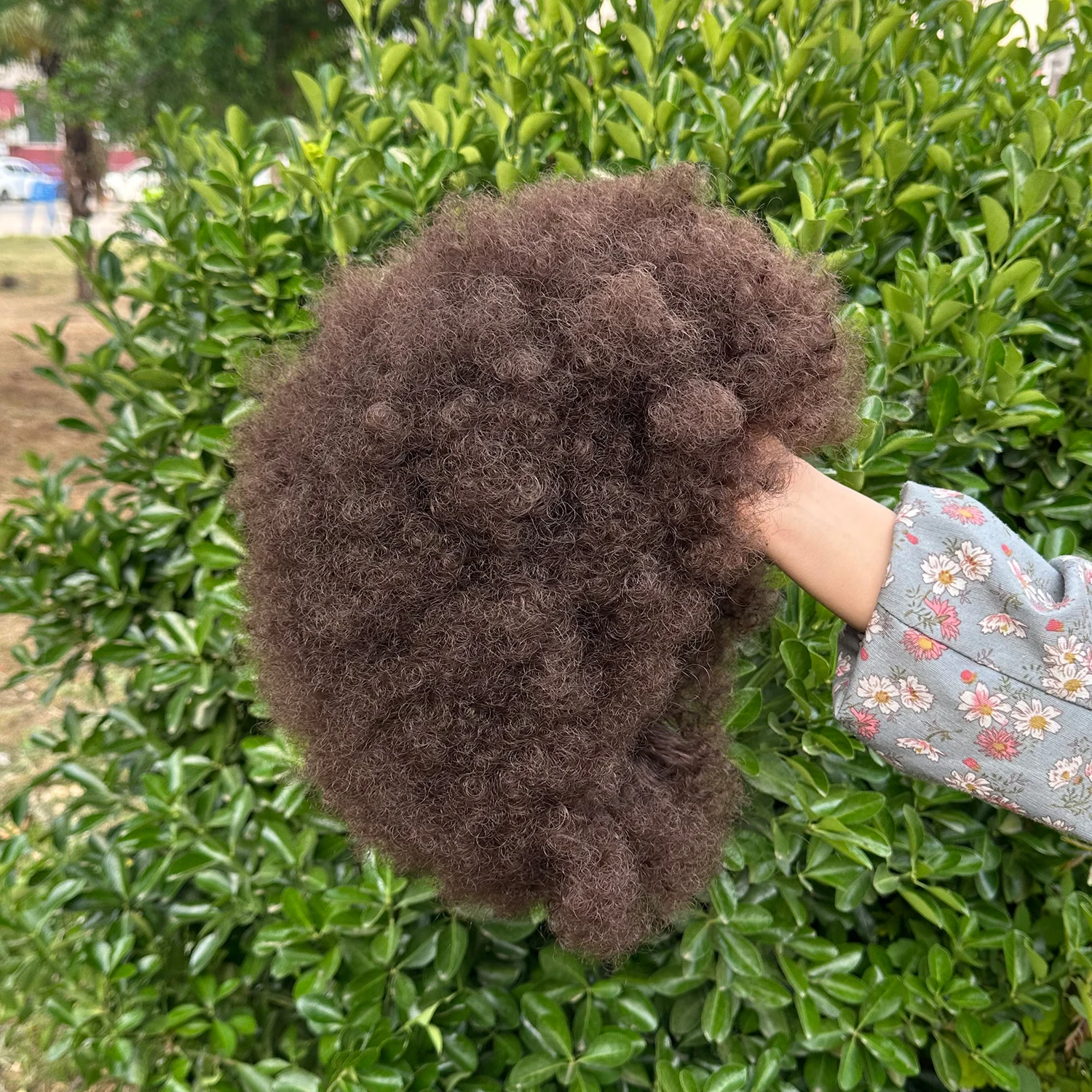 Afro-Perücken für schwarze Frauen, 35,6 cm, 70er-Jahre, Afro-Kinky-Curly, federnd, flauschig, Puff-Synthetik-Perücke, ideal für Cosplay, Alltag und Party – Detail 9