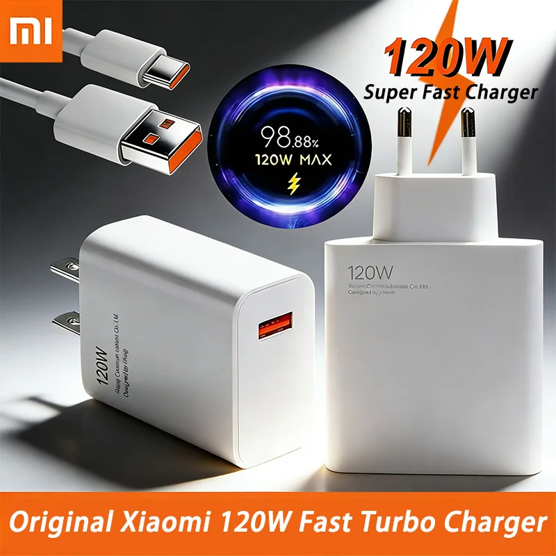 

Оригинальное зарядное устройство Xiaomi 120W (ЕС/США) с быстрой зарядкой Hypercharge, адаптер для путешествий для Mi 17 Ultra, 15 Pro, 14, 12, 11T, Poco X8, F8, X7, Redmi