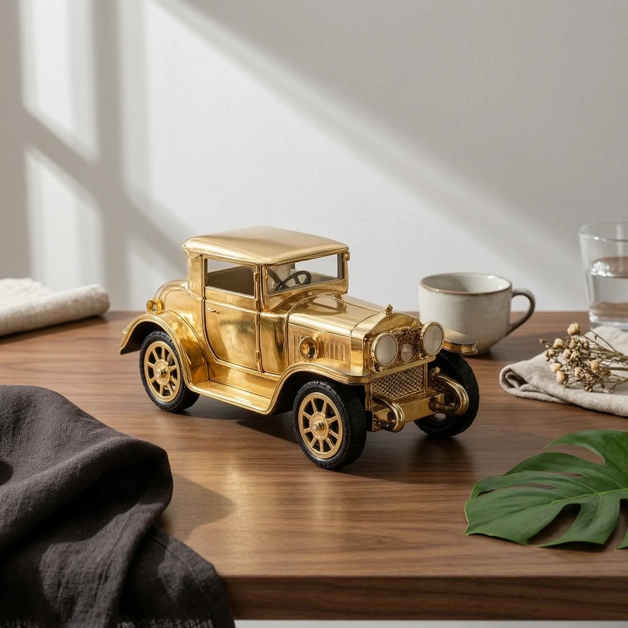 Vintage Car Melody Box Desktop Display Retro Old Car Ornament Decor Piece Gift Idea for Entrance Hall