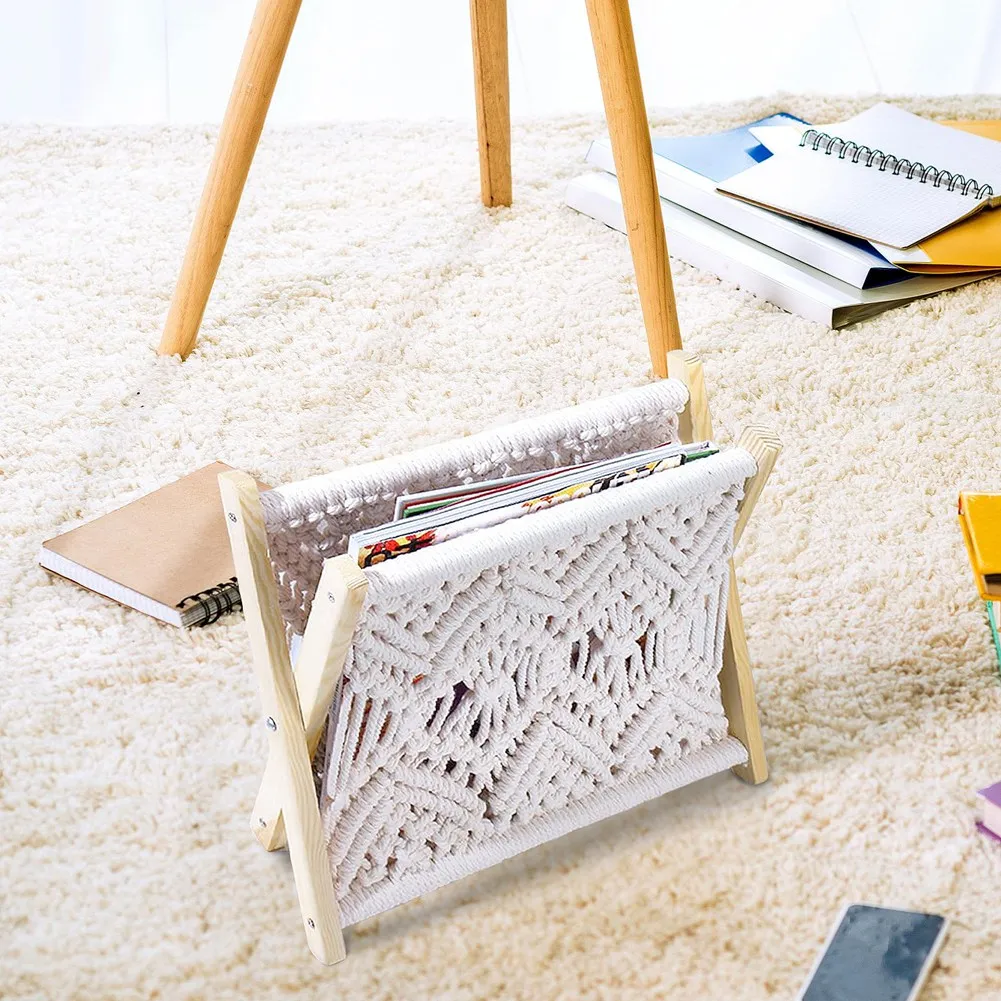 A51M-Magazine Rack Bohemian Style Magazine File Rack Magazine Storage Basket