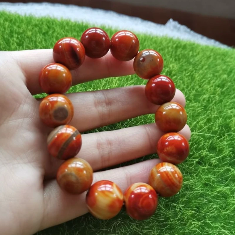 Warring States Red Agate Round Bead Bracelet Men's and Women's Fashion Bracelet Gift