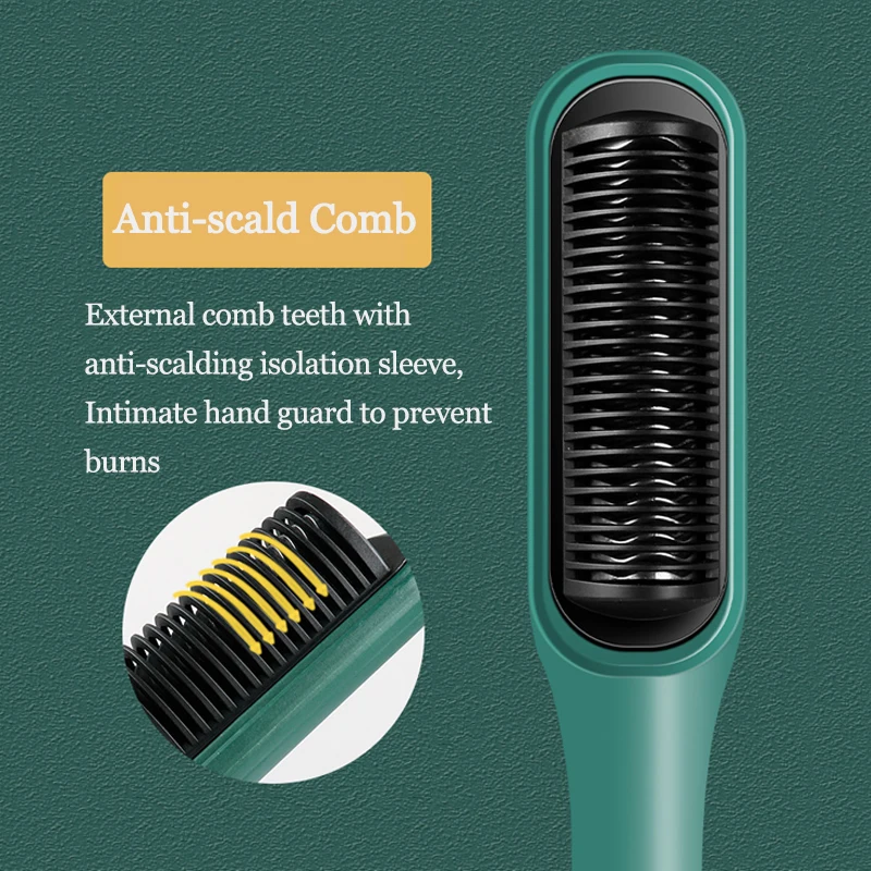 Hair Straightener Brush Fast  Ceramic Heating Hot Air Comb Portable Heated Brush Straightener Salon