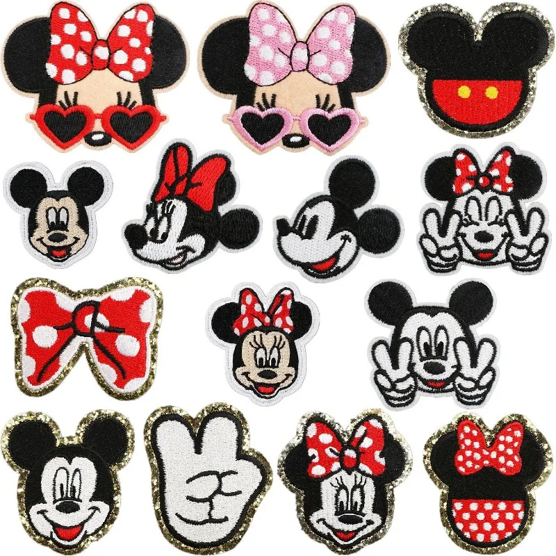 

1/6/8/14pcs Disney Mickey Mouse Minnie Embroidery Patches Cloth Stickers Cute Anime Cartoon Iron on Clothes Jacket Sew Patches