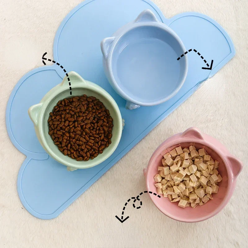 Cat Bowl Pet Accessories Ceramic Diagonal High Feet Cute Protection Cervical Spine Dog Bowl Drink Water Pet Supplies