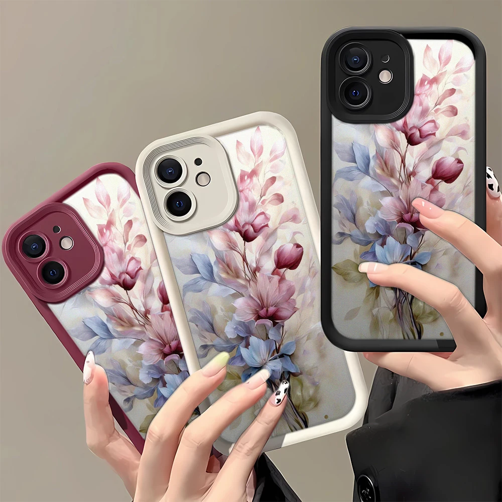 

Чехол для телефона с принтом розового пиона и лотоса для IPhone 16, 15, 14, 13, 12, 11 Pro Max 15 Pro 13 Plus, противоударный, посеребренный, мягкий чехол