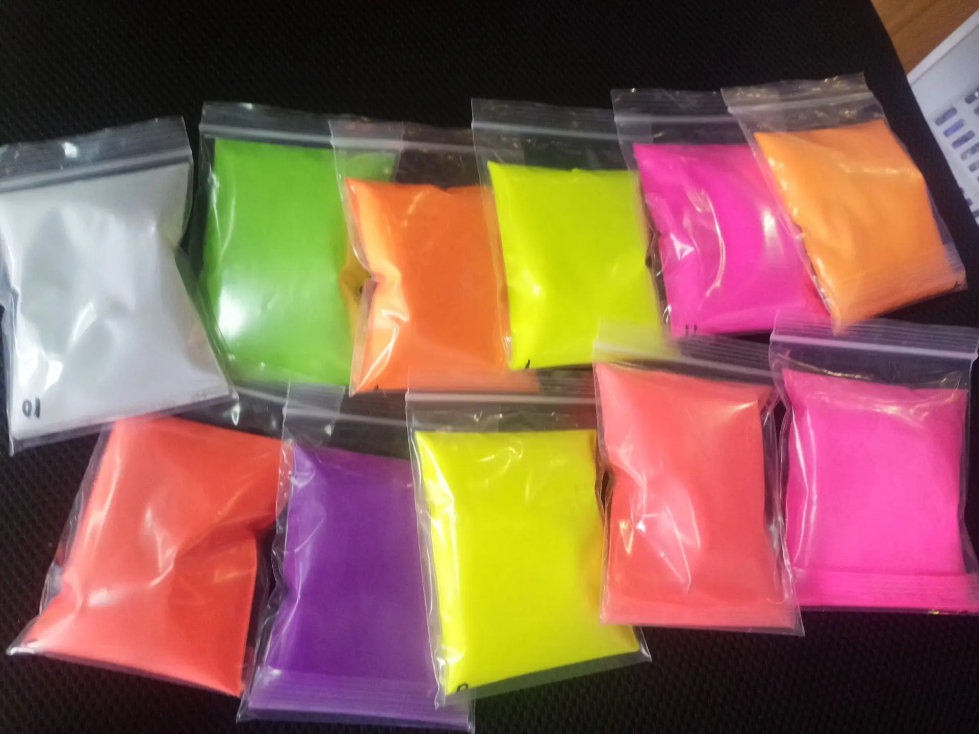 50grams /bag Fluorescent Powder Bright Neon Color 12 colors Pigments Bright colored non-bleeding Fluorescent Pigment,HJJK214101