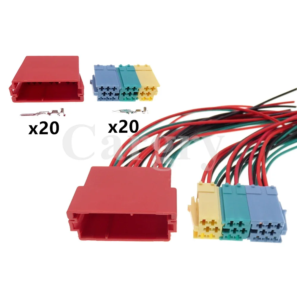 

1 Set 20P Car AC Assembly Modification Socket Parts For VW 4A0972643A 4A0972643B Car Audio Wiring Terminal Unsealed Plug