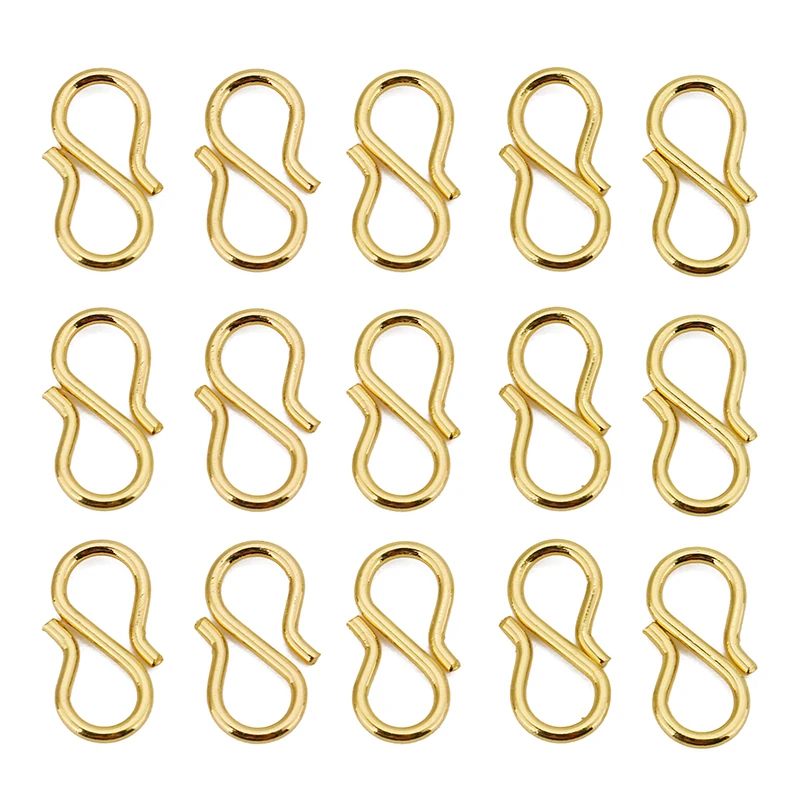 30pcs Stainless Steel Gold Color S Shape Clasps DIY Bracelet Necklace Hooks End Clasps Connectors for Jewelry Making Supplies