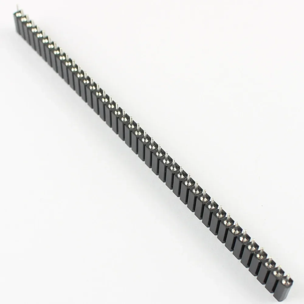 5pcs 2.54mm Pitch 40 Pin Female Single Row Straight Round Pin Header Strip Connector