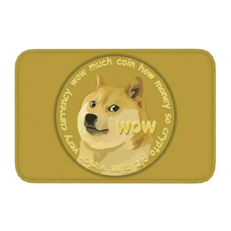 Custom Cryptocurrency Dogecoin Doormat Non-Slip Bathroom Kitchen Mat Garden Garage Floor Door Entrance Carpet Rug