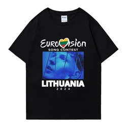 Hot sale Eurovision 2024 Event Lithuania Fashion T-Shirts Men Women vintage short sleeve t-shirt  Unisex Casual Oversized Tops