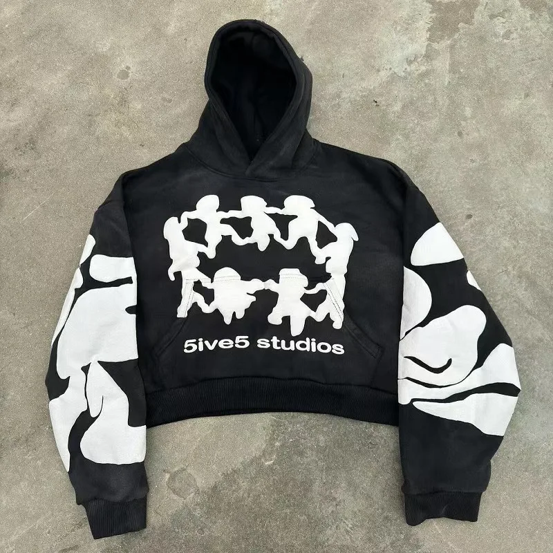 

Street Style Y2K Hoodie Pullover Sweatshirt Men's Harajuku Hip-Hop Retro Fashion Trend Graphic Print Loose Gothic Top
