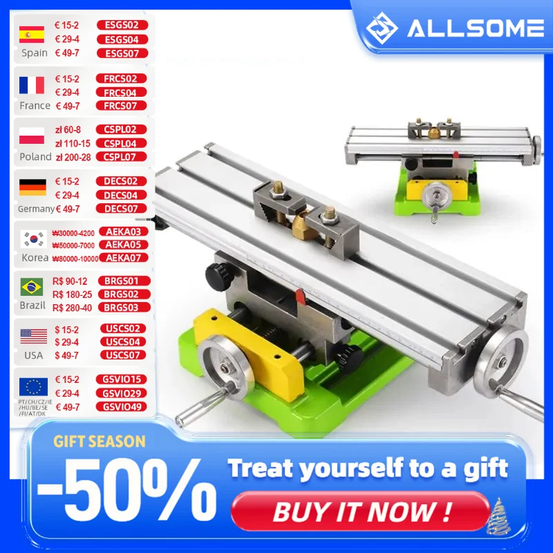 

ALLSOME MINIQ Multifunction Drill Vise Fixture Working Table Mini Precision Milling Machine Worktable