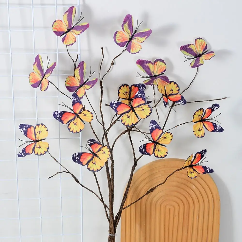 Simulation Dead Branch Butterfly Plants Fake Flowers Arrangement Decoration Wedding Party Bouquet Accessories Photography Props