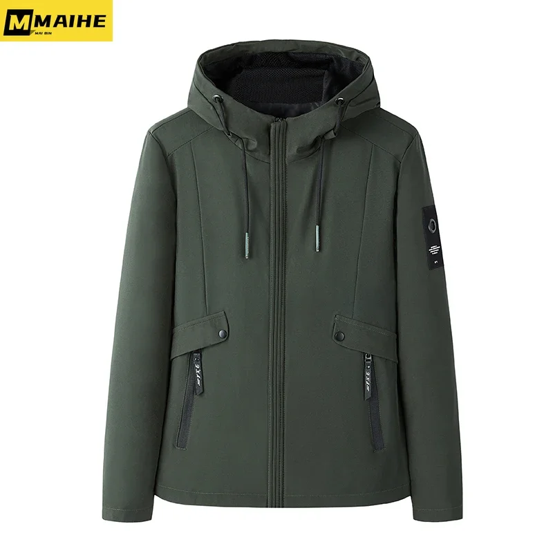 Spring and fall removable hoodie jacket Men's solid color zipper coat Street wear men's classic brand outdoor wear Windbreakers