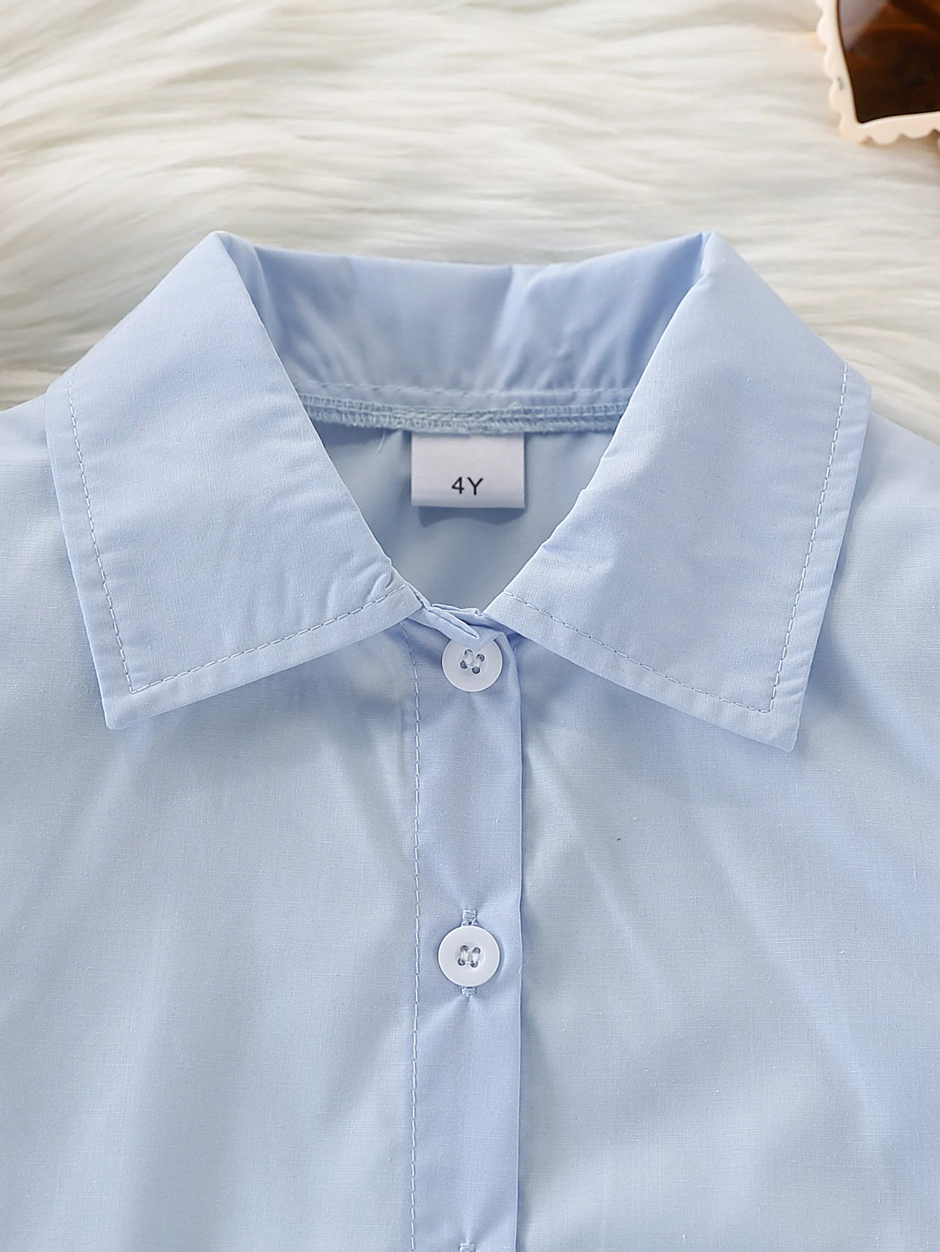 Mädchen Langarm-Shirt Lässig Einfarbig mit Lotusblatt-Spitzenbesatz für Herbst-Outdoor-Aktivitäten Modisches Kleid – Detail 4