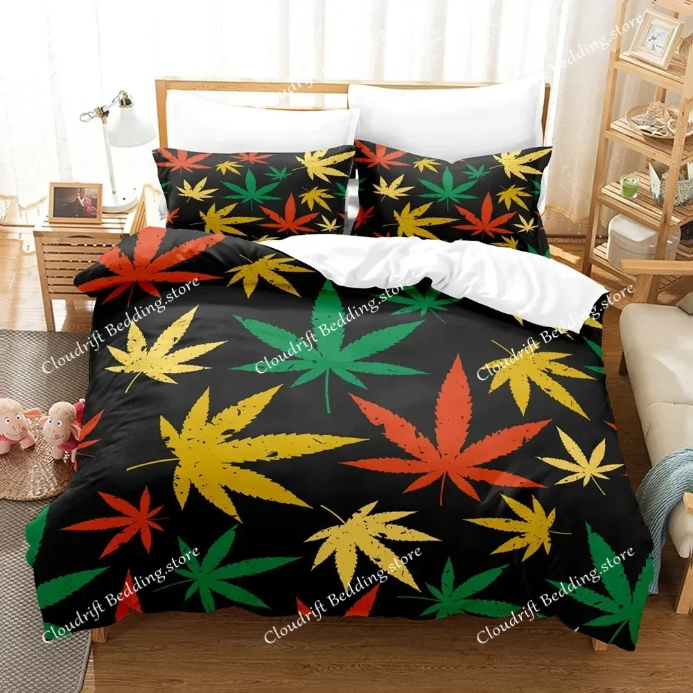

Maple Leaves Duvet Cover Set Colorful Autumn Season Maple Leaves In Unusual Designs Nature Print King Size Bedding Set026