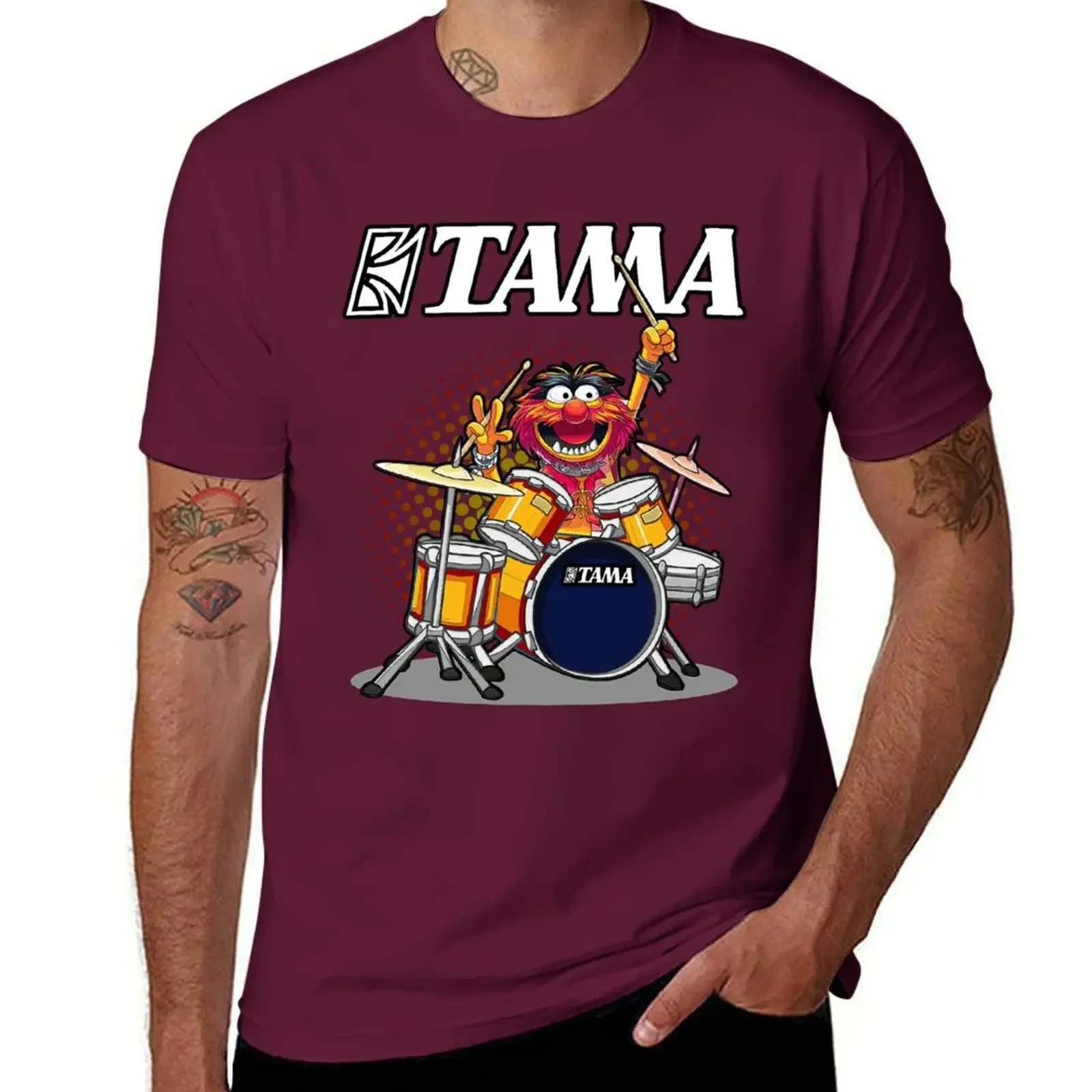 sweat kawaii clothes vintage clothes workout shirts Animal drummer tama drums T-Shirt for men heavyweight hot sale fashion 2024