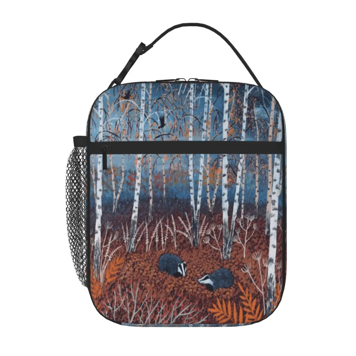Hot Sale The Badgers Of Autumn Wood Rainbow Print Lunch Box Bag Home To Go Outdoor Lunch Bag