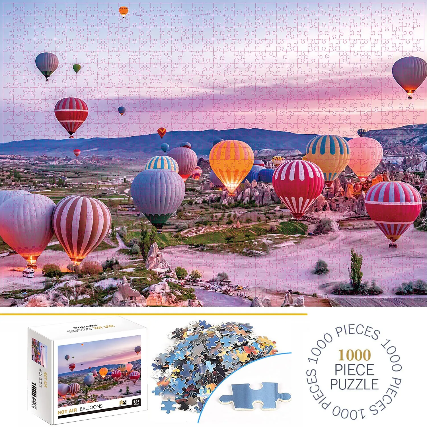 1000 Pieces Hot Air Balloons Jigsaw Puzzles for Adults Home Decor Games Family Fun Floor Puzzles Educational Toys for Kids