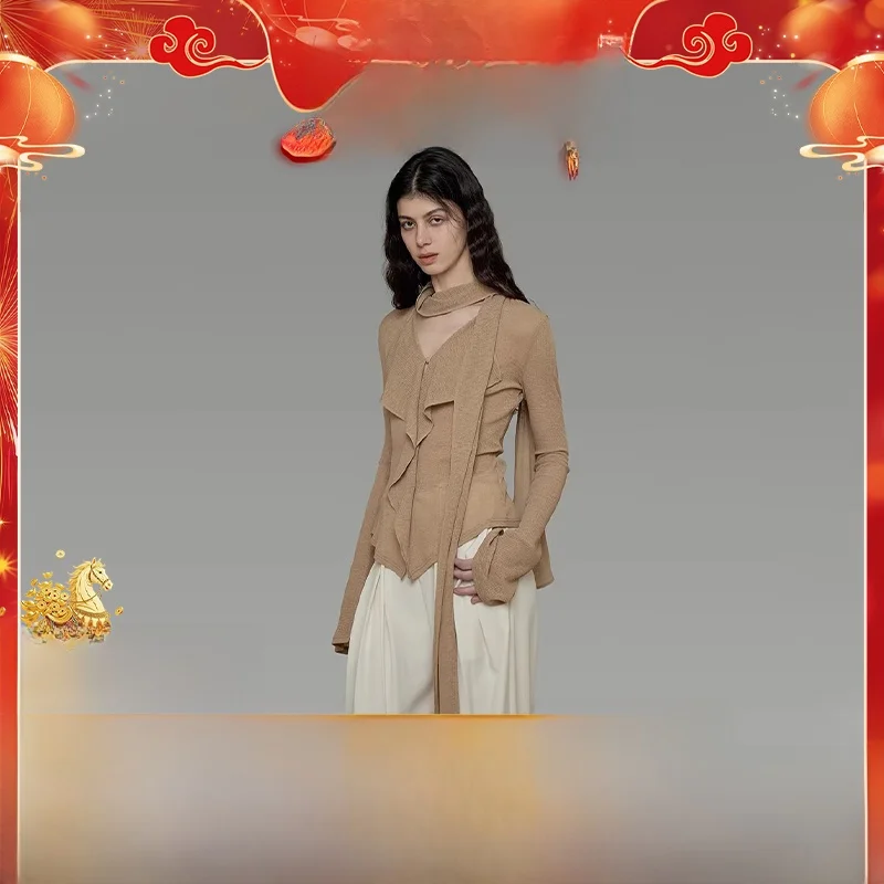 

Lazy Feeling Women's Knitted Sweater Spring New Sle Casual Loose Fit Long Sve V-Ne Polyester Fiber Full Length Single ...