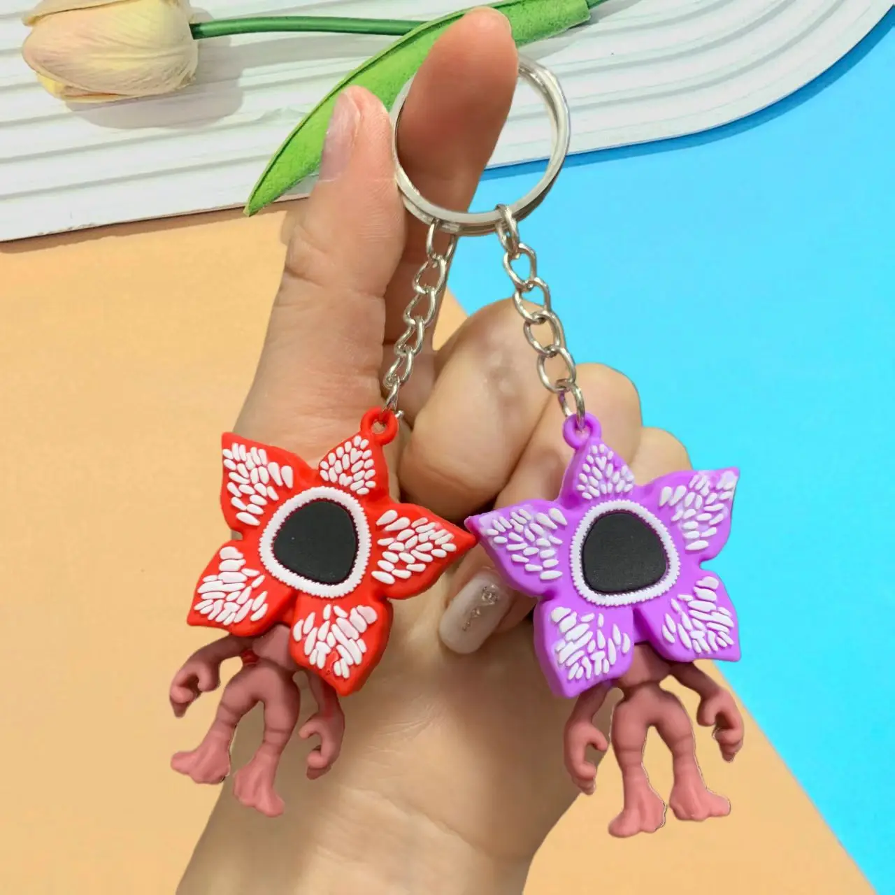 Cartoon Stranger Things Carnivorous Plant Doll Keychain, Quirky Decoration, Bag Charm, Children's Gift