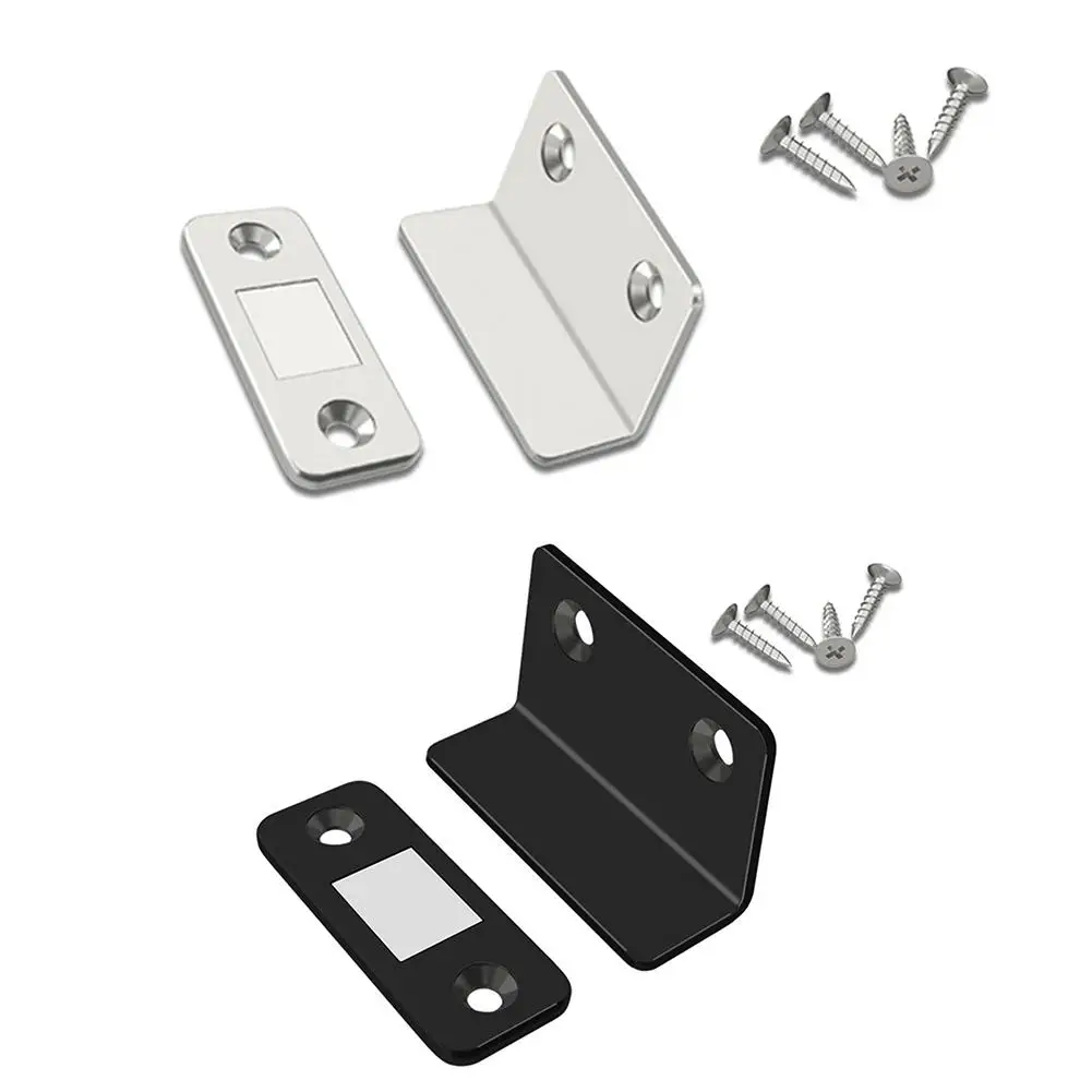 Punch Free L Shaped Door Stopper Invisible Magnetic Door Suction (Silver)