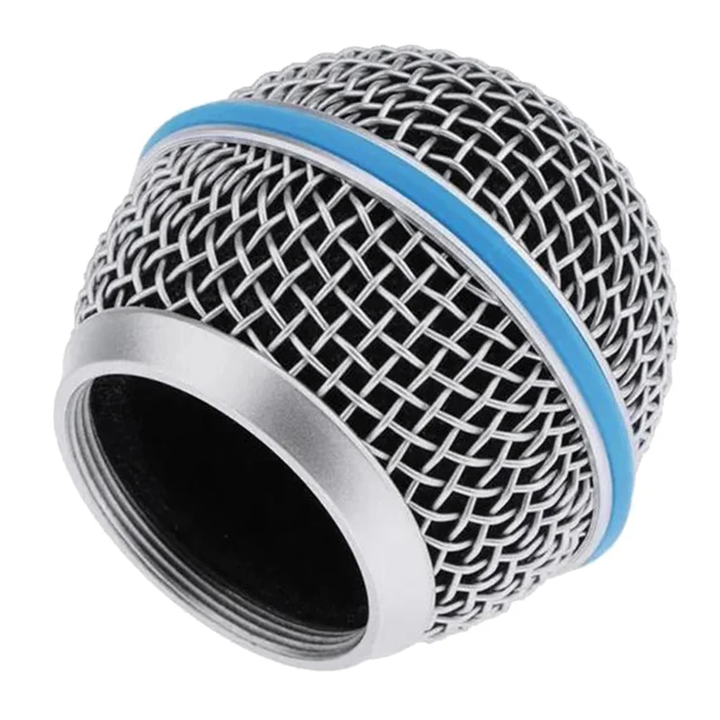 Replacement Blue Steel Mesh Microphone Grill Head Microphone Grille Replacement Head DIY Parts Accessory for Beta58A