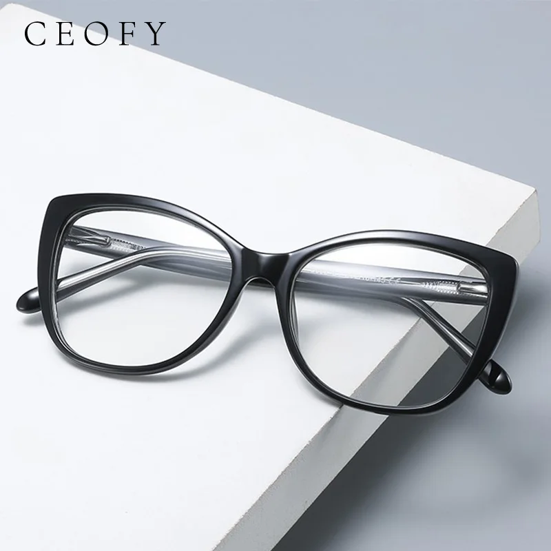 Ceofy Women Cat eye Glasses Frame Vintage Transparent Myopia Optical Prescription Popular Eyeglasses Frames New Arrival Eyewear