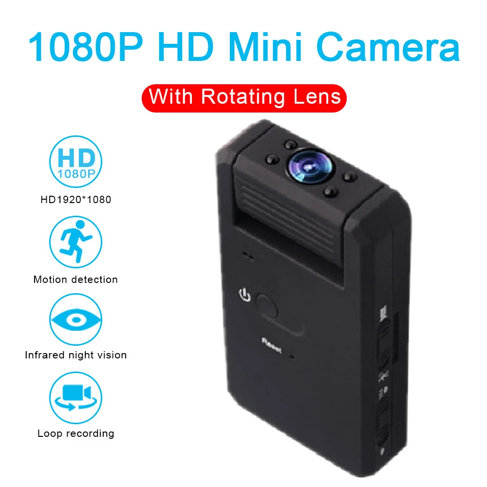 

MD90 Mini Camera Full HD 1080P Infrared Night Vision Body Camera Video DVR 180 Degree Rotation Mini Camcorder Sports DV