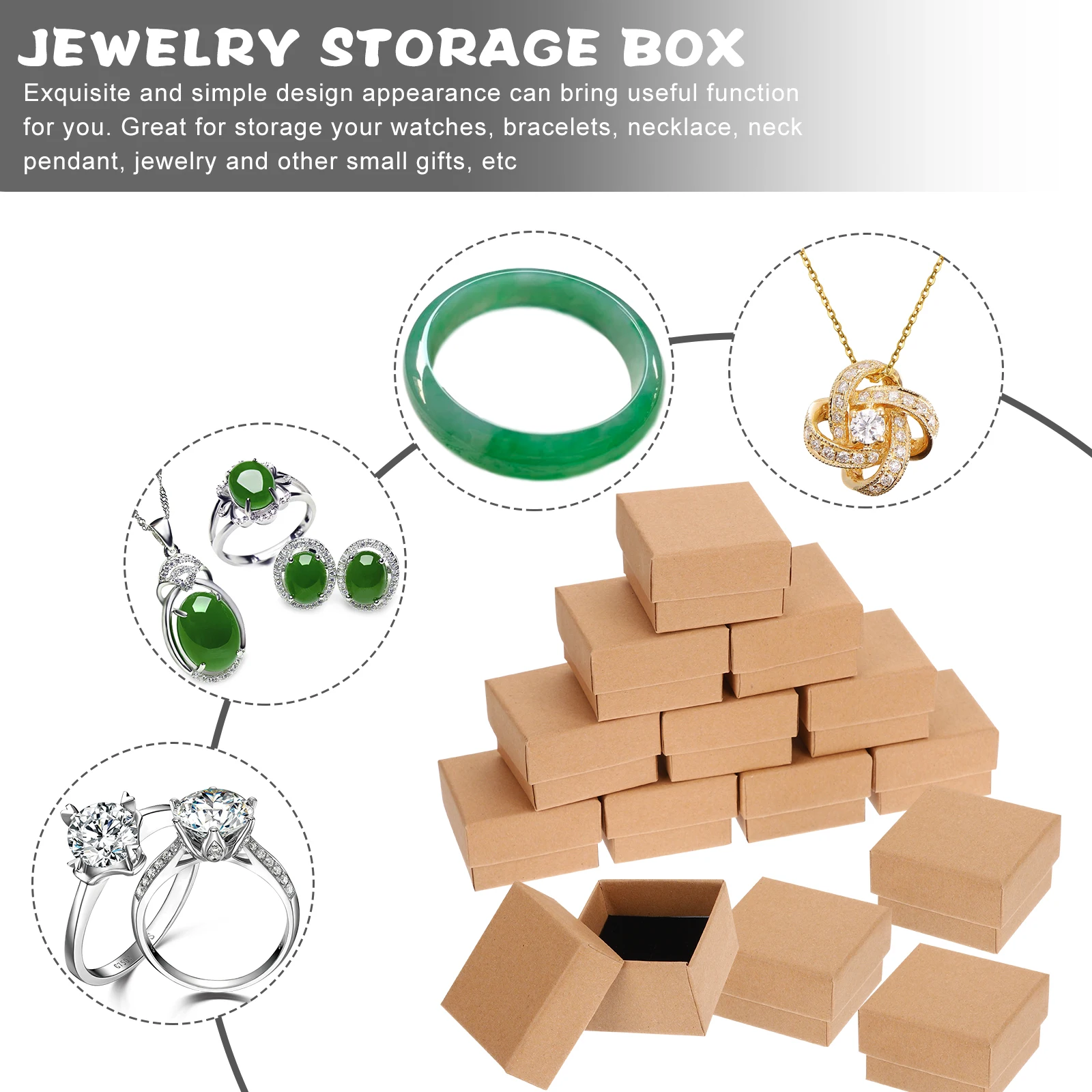 

Cardboard Jewelry Box for Earrings Necklaces Bracelets Storage Display Case Gifts Packaging Box Present Holder