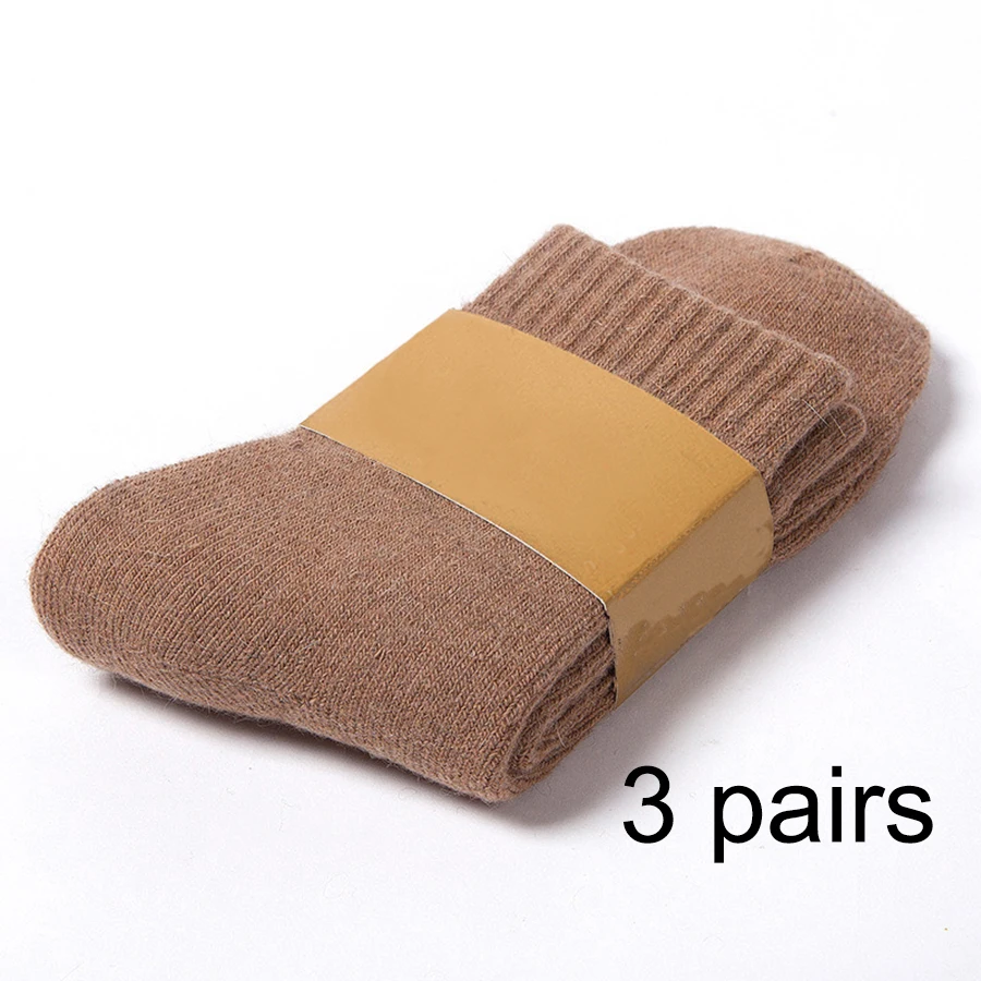 3 pairs of thick woolen socks for both men and women, winter with extra thick fleece for warmth, extra thick woolen socks