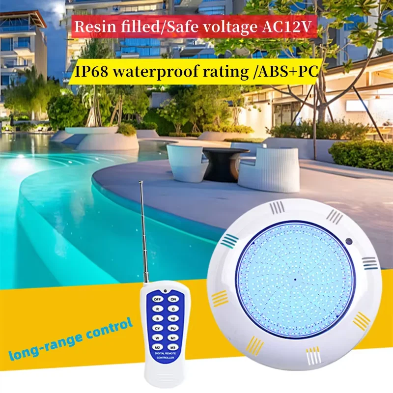 AC-12V Low Voltage Submersible Light/IP68 Waterproof Swimming Pool Lamp ABS + PC / Wall-mounted Installation 18W24W36W