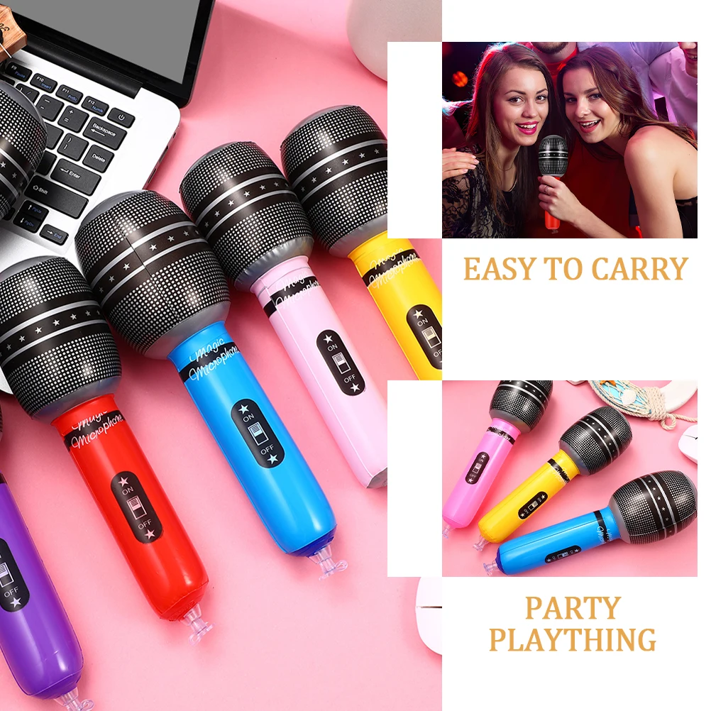 

8pcs Simulation Microphone Fake Musical Instrument Party Props PVC Pretend Plaything Birthday Stage Show Family Class