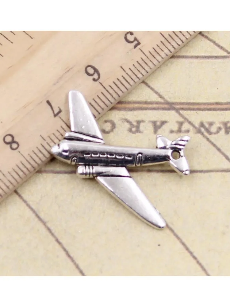 10 sztuk Charms samolot samolot 25x31mm tybetański srebrny kolor zawieszki antyczne tworzenia biżuterii DIY Handmade Craft — zdjęcie 2