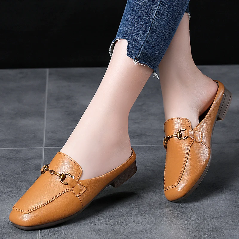 Mules Shoes Women Loafers Ladies Half Shoes Slip On Flats Female Summer Casual Fashion Luxury Brand Designers