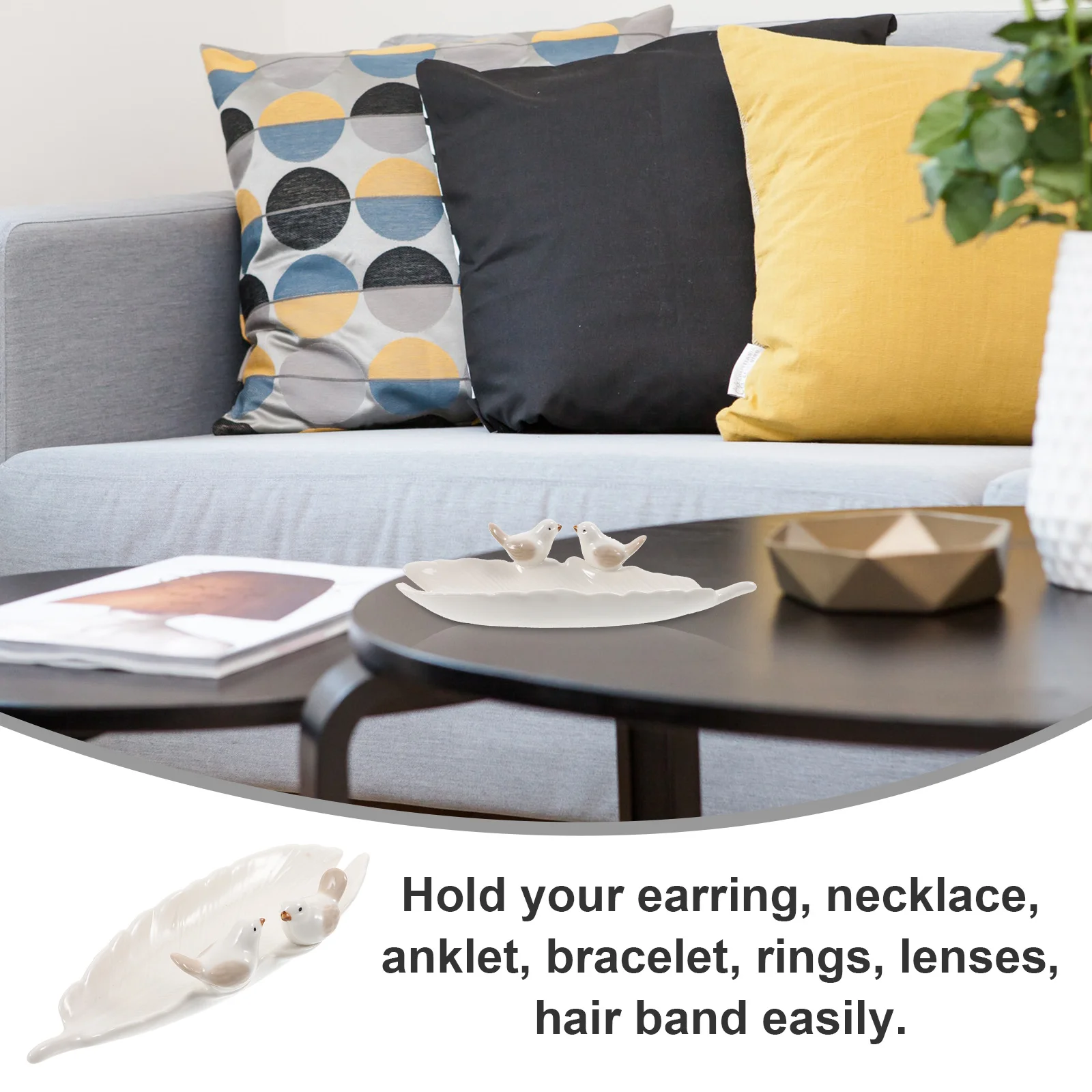 

Elegant Jewelry Plate Type Ceramic Durable Stylish Jewelry Dish Tray Storage Display for Home Bedroom Shop