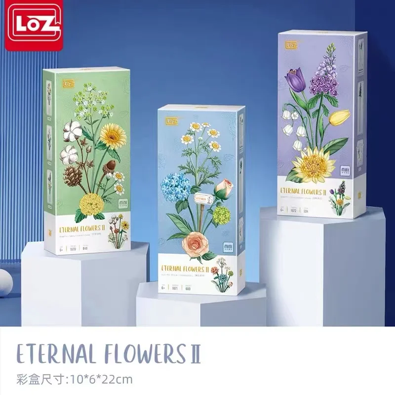 LOZ-décennie s de construction de fleurs pour enfants et adultes, jouet d'assemblage, décoration de chambre, modèle de bricolage, cadeau d'anniversaire et de Noël, nouveau